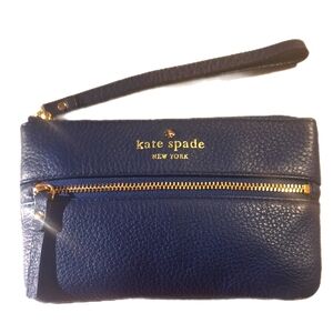 Kate Spade Blue Pebbled Leather Wristlet